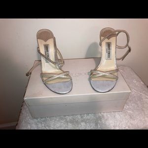 Jimmy Choo Silver and Tan Heels